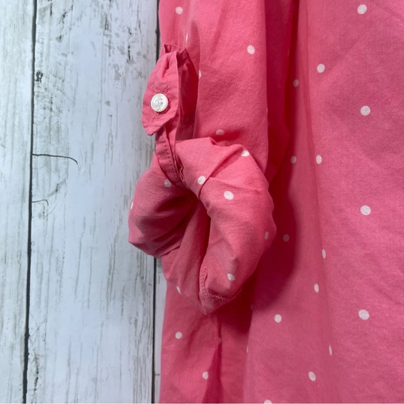 Lane Bryant Button Front Roll Tab Polka Dot Blouse 14/16 - Picture 4 of 7